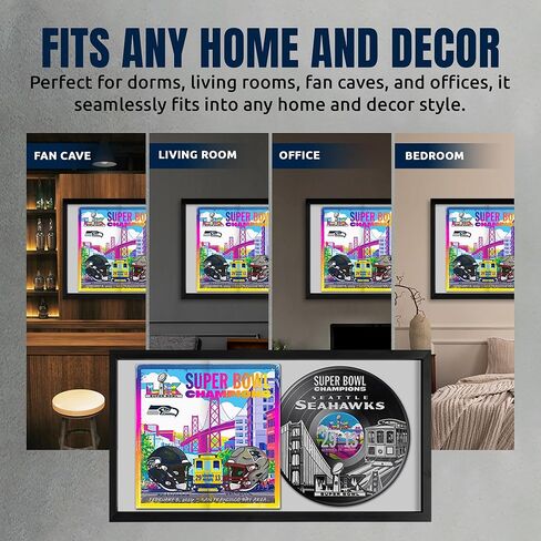 Seattle Seahawks Super Bowl 60 Champions Vinyl Album Framed Art Print, Official NFL Football Wall Decor, 14 x 26 in Kuwait