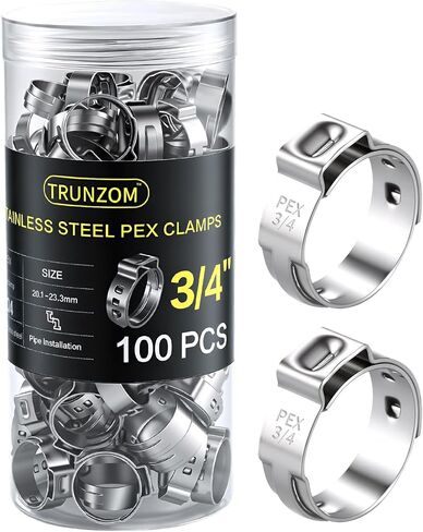 1/2 inch PEX Crimp Rings (140-Pack) - Heavy Duty Clamps Rings - 304 Stainless Steel Thickened Single Ear Hose Clamps ，Secure Seal for Plumbing PEX Tubing Pipe Fitting in Saudi Arabia