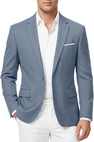 Men's Slim Fit One Button Suit Blazer Jacket Lightweight Sport Jacket Coat for Wedding, Business, Party in Kuwait