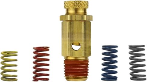 مجموعة صمامات تخفيف الضغط لضاغط الهواء NC25 - لأدوات الهواء وقطع غيار ضواغط الهواء - صمام تخفيف الضغط القابل للتعديل للضاغط - 25-200 رطل لكل بوصة مربعة 1/4 بوصة MNPT H: 1-5/8 بوصة الحجم السداسي: 9/16 بوصة in Kuwait