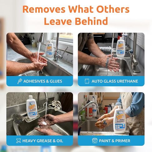 منظف ​​اليدين Grime Eater Power Max مع الخفاف - صابون ميكانيكي عالي التحمل للشحوم والزيوت واليوريتان والمواد اللاصقة والطلاء والحبر - 16 فلوريدا. زجاجة ضغط أوقية - غسول صناعي خالٍ من اللانولين in Kuwait