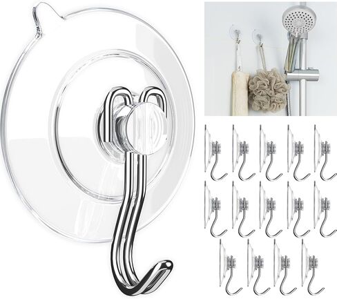 GLUIT Suction Cup Hooks - Utility Hook Wall Hangers for All Purposes Stainless Steel Removable Small Suction Cups for Kitchen Bathroom Shower Wall Window Glass Door 3 lbs (14 Suction Hooks) in Kuwait