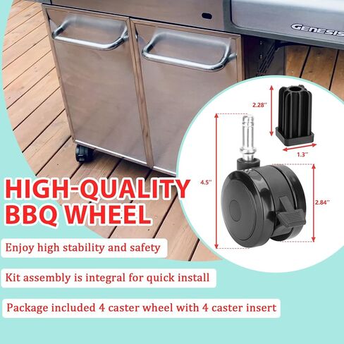 70360 عجلة قفل مع إدراج لعجلات الشواية Weber Genesis 300 Genesis S-330/E-310/E-320/S-310/S-320 وSummit E-420/E-450 (2007-2011) لعجلات Weber Spirit E-210/E-310، 4 عبوات in Kuwait