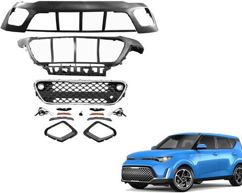 Complete Front Bumper Cover Kit With Grille & Molding Trim Fits 2023 2024 2025 Kia Soul EX,LX,S,EX+,EX Premium Hatchback 4-Door, W/Tow Hook Hole, Full Body Set in Saudi Arabia