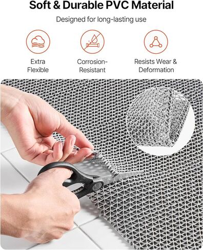 VEVOR Drainage Mat, 3 x 10 ft, PVC Non Slip Commercial Floor Mat, Wet Area Water Drain Splash Matting Hollow Doormat Roll, for Outdoor Indoor Restaurant Swimming Pool Patio Bathroom Washroom, Gray in Saudi Arabia