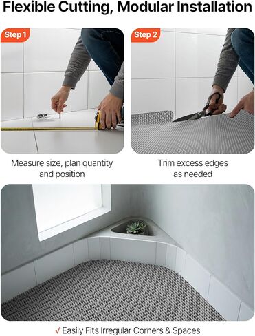 VEVOR Drainage Mat, 3 x 10 ft, PVC Non Slip Commercial Floor Mat, Wet Area Water Drain Splash Matting Hollow Doormat Roll, for Outdoor Indoor Restaurant Swimming Pool Patio Bathroom Washroom, Gray in Saudi Arabia