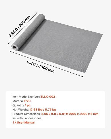 VEVOR Drainage Mat, 3 x 10 ft, PVC Non Slip Commercial Floor Mat, Wet Area Water Drain Splash Matting Hollow Doormat Roll, for Outdoor Indoor Restaurant Swimming Pool Patio Bathroom Washroom, Gray in Saudi Arabia