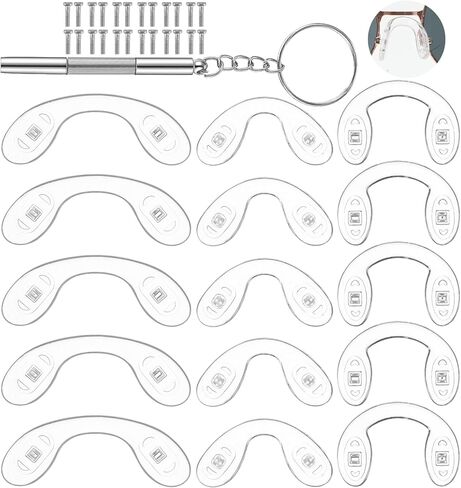 15PCS Nose Bridge for Glasses, 3 Sizes Silicone U Shaped Eye Glass Pads, Anti-Slip Silicone Nose Cushions Replacement for Eyeglasses Sunglass Repair Kit, Clear in Saudi Arabia
