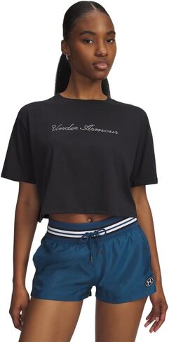 Under Armour Women's Wordmark Cropped Shorts Sleeve T Shirt in Saudi Arabia
