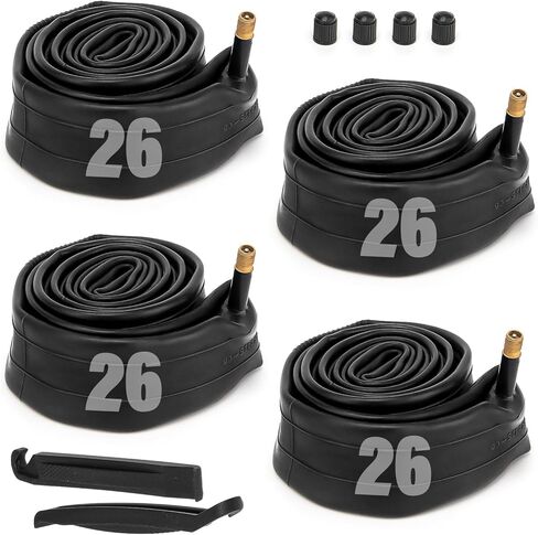 26 Inch Bike Tube, 26x1.95 Bike Tube, 26x2.125 Bicycle Tire Tube, 26x1.75/26x1.95/26x2.10/26x2.125 Bike Tubes with 2 Tire Levers (4 Pack) in Kuwait