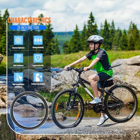 26 Inch Bike Tube, 26x1.95 Bike Tube, 26x2.125 Bicycle Tire Tube, 26x1.75/26x1.95/26x2.10/26x2.125 Bike Tubes with 2 Tire Levers (4 Pack) in Kuwait