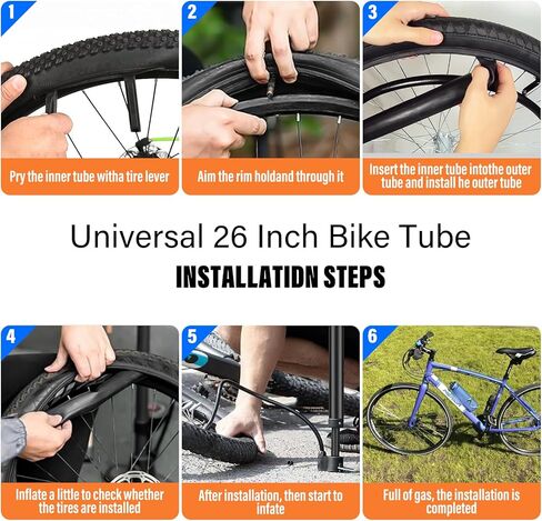 26 Inch Bike Tube, 26x1.95 Bike Tube, 26x2.125 Bicycle Tire Tube, 26x1.75/26x1.95/26x2.10/26x2.125 Bike Tubes with 2 Tire Levers (4 Pack) in Kuwait