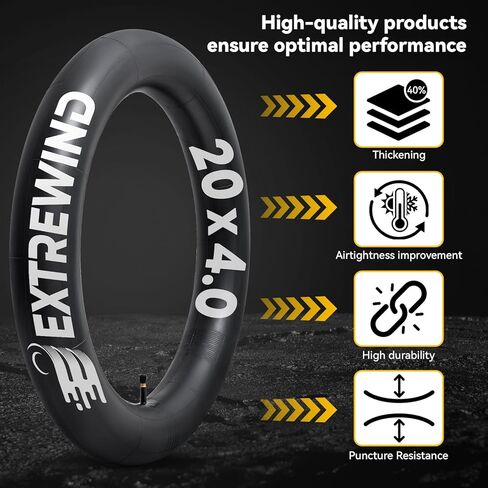 20x4.0 (100/114-406) Heavy Duty Bike Tube Premium Butyl Rubber with Schrader Valve 40mm Inner Tube Compatible for 20 x 4.0 20x4 20x4.5 E-Bike/Electric/Mountain Fat Bike Tires Tube(E-005)-1 PC in Saudi Arabia