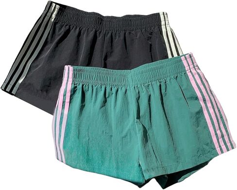 MakeMeChic Women's 2 Pack Striped Running Shorts Summer Track Workout Athletic Shorts in Kuwait