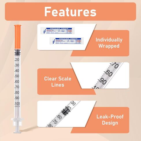 1ml 30G 1/2" Lab Syringe, Individually Wrapped, 100Pack in Kuwait