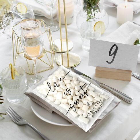 Whaline 100 Pcs Clear Wedding Cookie Bag Love Is Sweet White Kraft Paper Treat Bags Self Adhesive Candy Goodie Bags for Party Favors Supplies in Saudi Arabia