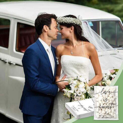 Whaline 100 Pcs Clear Wedding Cookie Bag Love Is Sweet White Kraft Paper Treat Bags Self Adhesive Candy Goodie Bags for Party Favors Supplies in Saudi Arabia