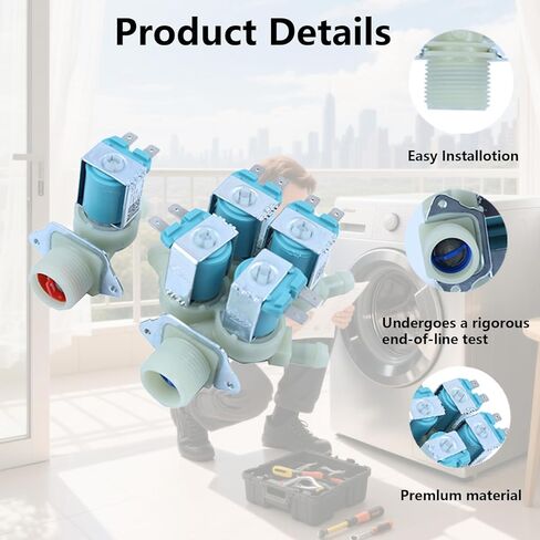 DC62-00214M & DC62-30314K غسالة صمام الملف اللولبي لمدخل المياه الباردة والساخنة استبدال سامسونج، غسالة Maytag، استبدال AP5623062، 2979589، PS4208704، DC62-30314H، 1810145، AP4204535 in Kuwait