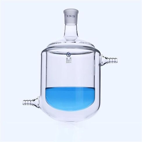 Lab Round Bottom Borosilicate Glass Single Mouth Jacketed Reaction Bottle Laboratory Double-Layer Reaction Flask(250ml Caliber 24) in Saudi Arabia