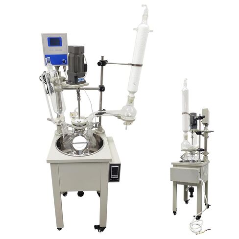10L 110V Single-Layer Glass Reactor, Digital Display Glass Reaction Vessel, Stainless Steel Chemical Reactor, Reaction Kettle for Laboratory Distillation, Heating and Concentration in Kuwait