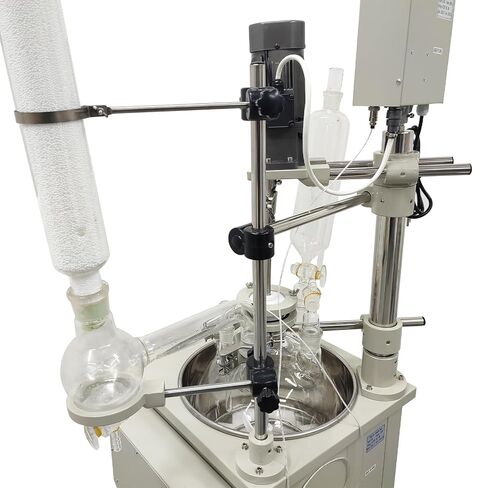 10L 110V Single-Layer Glass Reactor, Digital Display Glass Reaction Vessel, Stainless Steel Chemical Reactor, Reaction Kettle for Laboratory Distillation, Heating and Concentration in Kuwait