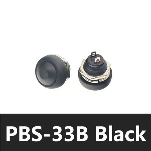 5/20 قطعة مفتاح زر ضغط، 3A 250VAC/1A 125VAC، PBS-33A ذاتي القفل/33B ذاتي الضبط 12 مم، المعدات الكهربائية 2Pin (أسود، 5 قطع) in Kuwait