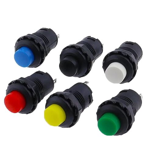 6 قطع مفتاح زر الضغط، مفاتيح ذاتية القفل/لحظية DS228 DS428 12 ملم إيقاف التشغيل 3A /125VAC 1.5A/250VAC (6 قطع أسود) in Kuwait
