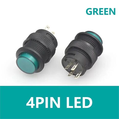 5/10 قطعة مفتاح زر ضغط، قفل ذاتي 16 مم/لحظي مع إضاءة LED 5 ألوان 4 دبابيس R16-503/AD R16-503/BD (LED أخضر، 5 قطع، إعادة ضبط) in Kuwait