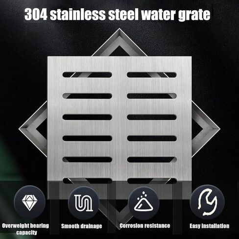 Square Metal Drain Grate Cover 7.8" to 23.6" - 304 Stainless Steel, Removable Floor Drain for Indoor/Outdoor Use, Effective Debris Blocker, Durable Sewer Drain Solution, 60x60CM in Saudi Arabia