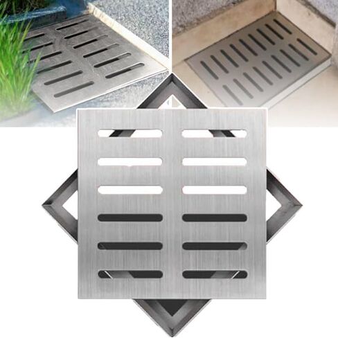 20x20CM Yard Sewer Grate - Removable Outdoor Drain Cover for Concrete Floors, Channel Grating to Prevent Leaves, Ideal for Driveways & Grassed Areas in Saudi Arabia