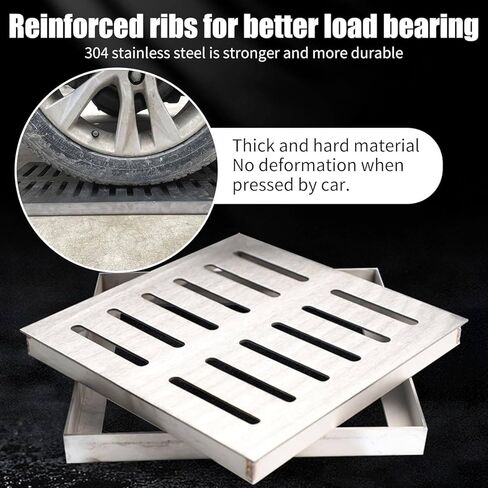 20x20CM Yard Sewer Grate - Removable Outdoor Drain Cover for Concrete Floors, Channel Grating to Prevent Leaves, Ideal for Driveways & Grassed Areas in Saudi Arabia
