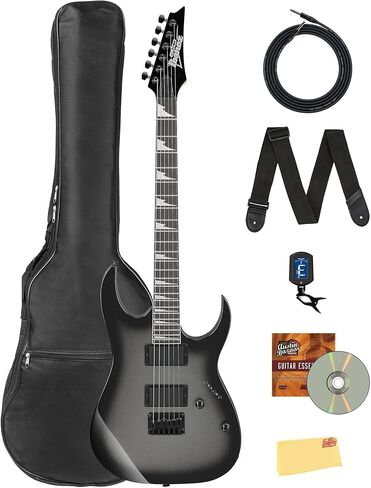 Ibanez GRG121DX RG Gio Electric Guitar - Metallic Gray Sunburst Bundle with Amp, Gig Bag, Tuner, Instrument Cable, Picks, Austin Bazaar Instructional DVD, and Polishing Cloth in Saudi Arabia