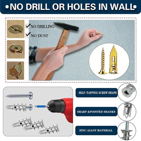 660PCS Self Drilling Drywall Anchors with Screws Kit,5-Sizes Metal Expansion Bolt for Dry Wall,330 PCS Sheetrock Anchors and 330 PCS Screws-No Drill Needed in Kuwait
