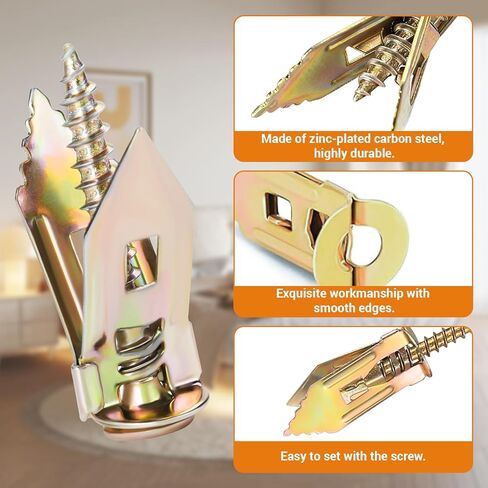 160 PCS Self Drilling Drywall Anchors with Screws Kit, Drywall Grip Anchors and Screws,Easy No-Drill Installation, 80 Anchors + 80 Screws (0.47 x 1.18 inch) in Saudi Arabia