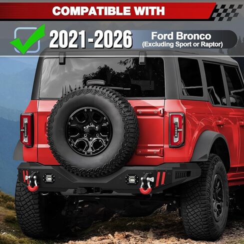 لمجموعة ممتص الصدمات برونكو، المصد الأمامي + الخلفي مناسب لفورد برونكو 2021 2022 2023 2024 2025 (باستثناء برونكو سبورت ورابتور)، مصد للطرق الوعرة بعرض كامل مع لوحة ونش وحلقات على شكل حرف D وأضواء LED in Kuwait