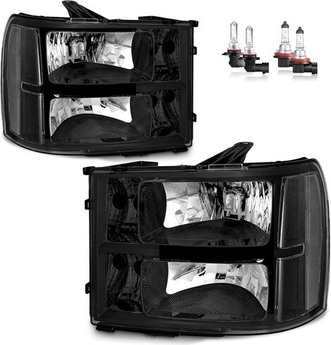 Headlights for 2007-2013 GMC Sierra 1500/2007-2014 Sierra 2500 HD 3500 HD Headlamp Replacement, High/Low Beam W/Bulbs, Driver & Passenger Side in Saudi Arabia