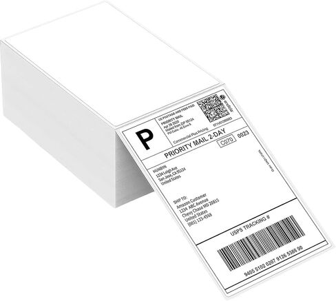 ملصقات شحن مقاس 4×6 بوصة، 500 قطعة - ملصقات حرارية مباشرة للشحن والبريد، ملصقات ذاتية اللصق مقاومة للماء ومغطاة علويًا، ورق حراري مثقوب للمخزون والرموز الشريطية والتخزين in Kuwait