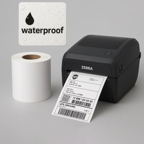 FirstZi Self Adhesive Synthetic Paper 4x6 Direct Thermal Vinyl Label Sticker, Perforated, Commercial Grade, for Thermal Printer, 100 Labels/1 Roll in Kuwait