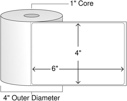 FirstZi Self Adhesive Synthetic Paper 4x6 Direct Thermal Vinyl Label Sticker, Perforated, Commercial Grade, for Thermal Printer, 100 Labels/1 Roll in Kuwait