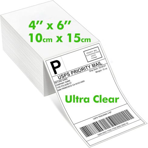ملصق شحن حراري مقاس 4x6 بوصة 500 قطعة، ملصقات حرارية متوافقة مع MUNBYN وNelko وJADENS وRollo وBrother وZebra ومعظم الطابعات الحرارية، درجة تجارية in Kuwait