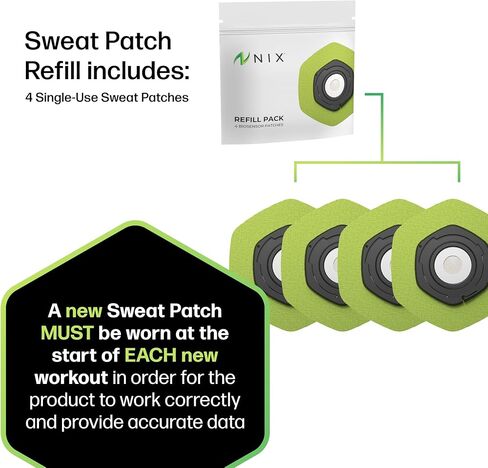 عبوات إعادة تعبئة رقعة العرق من نيكس - 4 رقع ترطيب تستخدم مرة واحدة قابلة لإعادة الاستخدام، وقابلة لإعادة الشحن، وتتبع السوائل، والكهارل، وفقدان الصوديوم، وغير غازية، وملحق اللياقة البدنية اللاصق فقط للرياضيين والتدريب in Kuwait