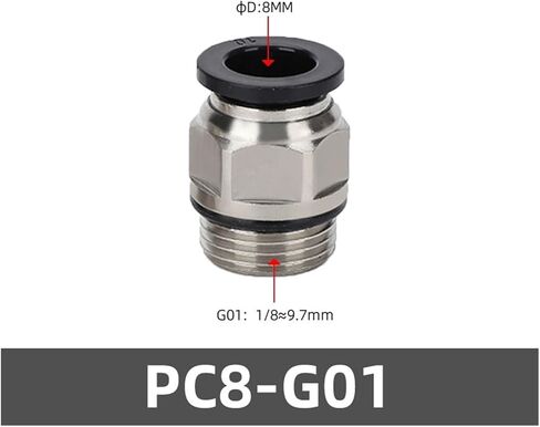 1/10/20 Pcs Quick Connect PC BSPP Fitting 4/6/8/10/12mm Tube with G1/8 G1/4 G3/8(PC8-G01,20 PCS) in Saudi Arabia
