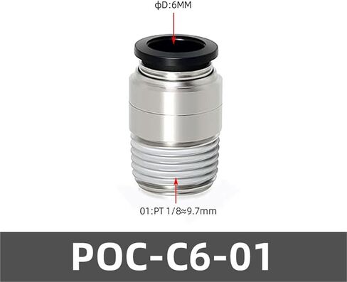 1/10/20 PCS Mini PC-C/POC-C 4-M3 to 6-01 British Standard Pipe Thread Pneumatic Fitting Air Hose Pipe to male thread Coupling(POC-C6-01,20 PCS) in Kuwait