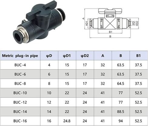1/10/20 PCS Pneumatic Push-In Quick Connectors BUC Plastic Material 4/6/8/10/12mm Hose Tube Plugs(BUC-14,1 PC) in Kuwait