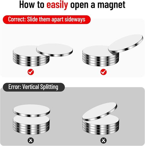 PHIXBEAR Neodymium Rare Earth Magnets Heavy Duty with Double Sided Tape - 10 Pack Scratch-Free, Cabinet Door, Fridge, DIY (0.79"x1.58" + 1.18" Round) in Saudi Arabia