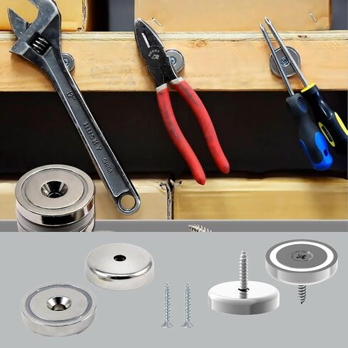 90LBS N52 Neodymium Cup Magnets with Countersunk Hole, 1.00" Diameter - 10 Pack, Rare Earth Pot Magnets, Mounting Magnet Used in Garage, Kitchen, Workplace,Cabinet Magnet in Saudi Arabia