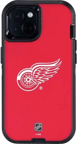 غلاف هاتف Skinit متوافق مع OtterBox Defender iPhone 13 - تصميم خلفية صلبة مرخص رسميًا من NHL Detroit Red Wings in Saudi Arabia