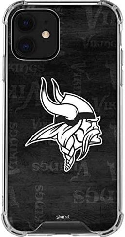 حافظة هاتف Skinit الشفافة متوافقة مع iPhone 12 - تصميم أسود وأبيض مرخص رسميًا من NFL Minnesota Vikings in Saudi Arabia