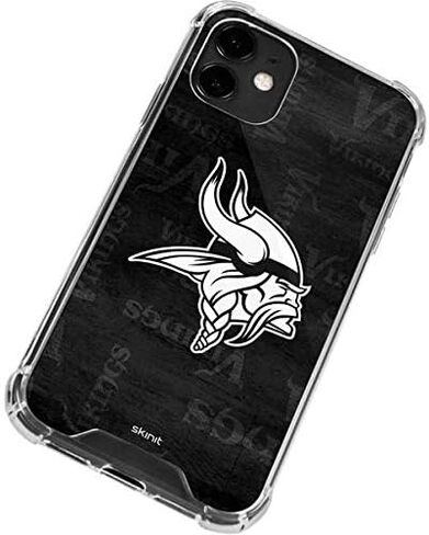 حافظة هاتف Skinit الشفافة متوافقة مع iPhone 12 - تصميم أسود وأبيض مرخص رسميًا من NFL Minnesota Vikings in Saudi Arabia
