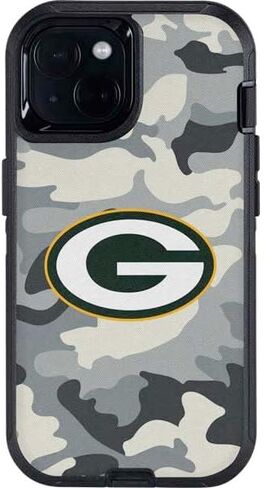 غلاف هاتف Skinit متوافق مع OtterBox Defender iPhone 14 - تصميم مموه مرخص رسميًا من NFL Green Bay Packers in Saudi Arabia